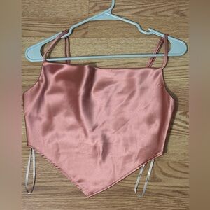 Forever 21 Satin Bandeau Top in Rose Gold